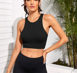 Cropped Round Neck Sports Tank Top