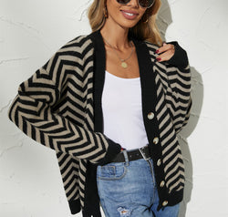 V-Neck Button-Down Cardigan