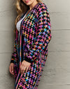 Multicolored Open Front Fringe Hem Cardigan