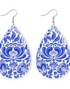 Printed PU Teardrop Earrings