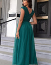 Sequin V-Neck Mesh Maxi Dress