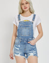 RISEN Distressed Raw Hem Denim Overalls