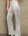 Double Take Sequin High Waist Flared Pants