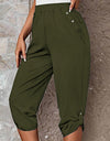 Full Size Roll-Tab Capris Pants