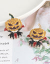 Demon Pumpkin Rhinestone Alloy Earrings