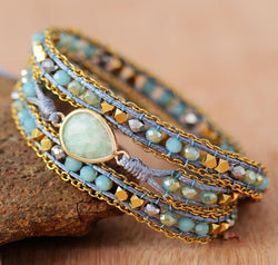Handmade Teardrop Shape Triple Layer Beaded Bracelet