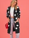 Heart Graphic Open Front Cardigan with Pockets