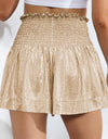 Glitter Smocked High-Waist Shorts