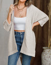 Striped Open Front Knit Cardigan