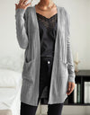 Ribbed Longline Open Front Cardigan