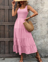 Smocked Scoop Neck Sleeveless Tank Dress