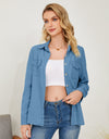 Pocketed Button Up Long Sleeve Denim Shirt