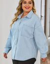 Plus Size Snap Down Pocketed Denim Jacket