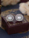 925 Sterling Silver Opal Round Stud Earrings