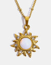 Opal Sun Pendant Stainless Steel Necklace