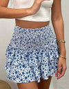 Printed Frill Trim Smocked Mini Skirt