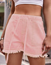 Drawstring Raw Hem Denim Shorts