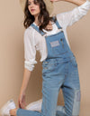 POL Front Chest Zipper Slim Leg Denim Overalls