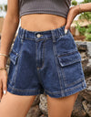 High-Waist Denim Shorts with Pockets