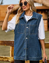 Button Up Sleeveless Denim Jacket