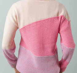 VERY J Color Block Long Sleeve Sweater