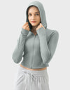 Zip Up Hooded Long Sleeve Active Outerwear