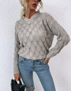 Openwork Cutout Dropped Shoulder Sweater