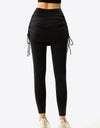 Drawstring Ruched Faux Layered Yoga Leggings