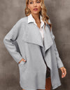 Waterfall Collar Longline Cardigan with Side Pockets