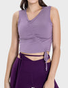 Drawstring Ruched Wide Strap Active Tank