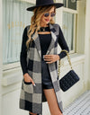 Plaid Lapel Collar Sleeveless Cardigan