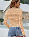 Drawstring Ruched Openwork Sweater