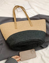 Contrast Straw Braided Handbag