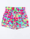 Color Block Elastic Waist Shorts