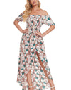 Floral Off-Shoulder Slit Maxi Dress