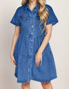 Button Up Short Sleeve Denim Dress