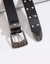 Double Row Studded PU Leather Belt