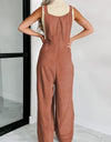 Waffle-knit Wide Leg Overall with Pockets