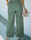 Drawstring Waist Crinkled Wide Leg Pants