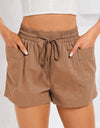 Drawstring Smocked Waist Pocketed Shorts