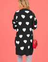 Heart Graphic Open Front Cardigan with Pockets