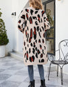 Leopard Open Front Cardigan with Pockets