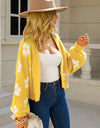 Floral Open Front Fuzzy Cardigan