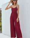 V-Neck Spaghetti Strap Wide Leg Jumpsuit