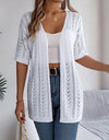 Openwork Open Front Half Sleeve Cardigan