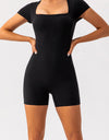 Square Neck Cap Sleeve Active Romper