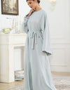 Round Neck Kimono Sleeve Tie Waist Dress