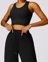 Round Neck Wide Strap Cropped Active Tank