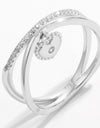 925 Sterling Silver Zircon Heart Charm Ring