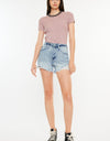 Kancan Distressed High Waist Denim Shorts with Pockets